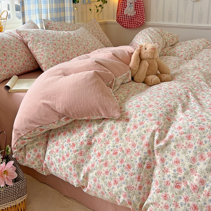 91家纺网 家纺一手货源 找家纺 名品家纺 2025新款加厚高克重人字纹优卡棉双层纱提花四件套（提供买家秀） 小月野