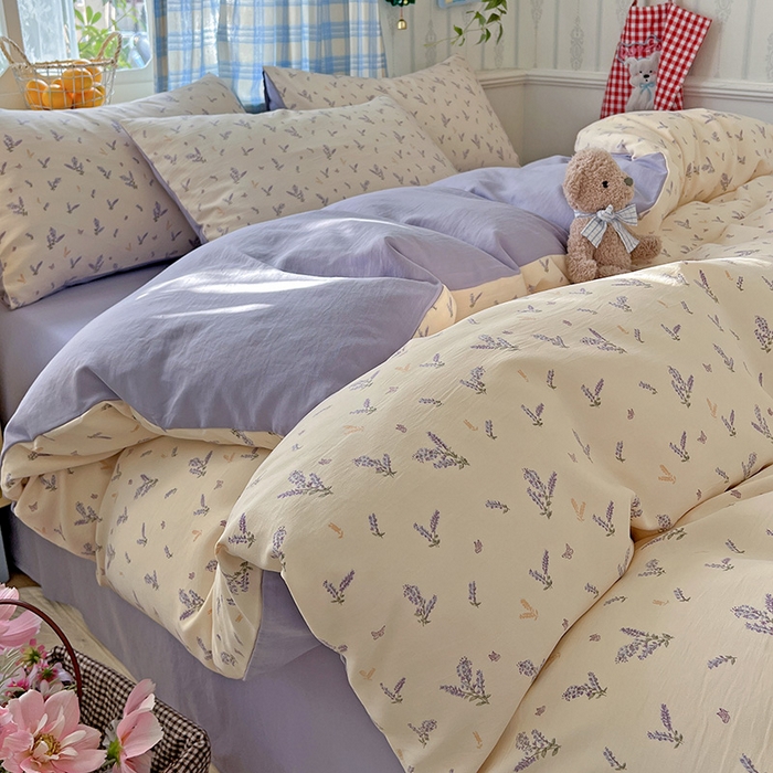 名品家纺 2025新款加厚高克重人字纹优卡棉双层纱提花四件套（提供买家秀） 薰衣草