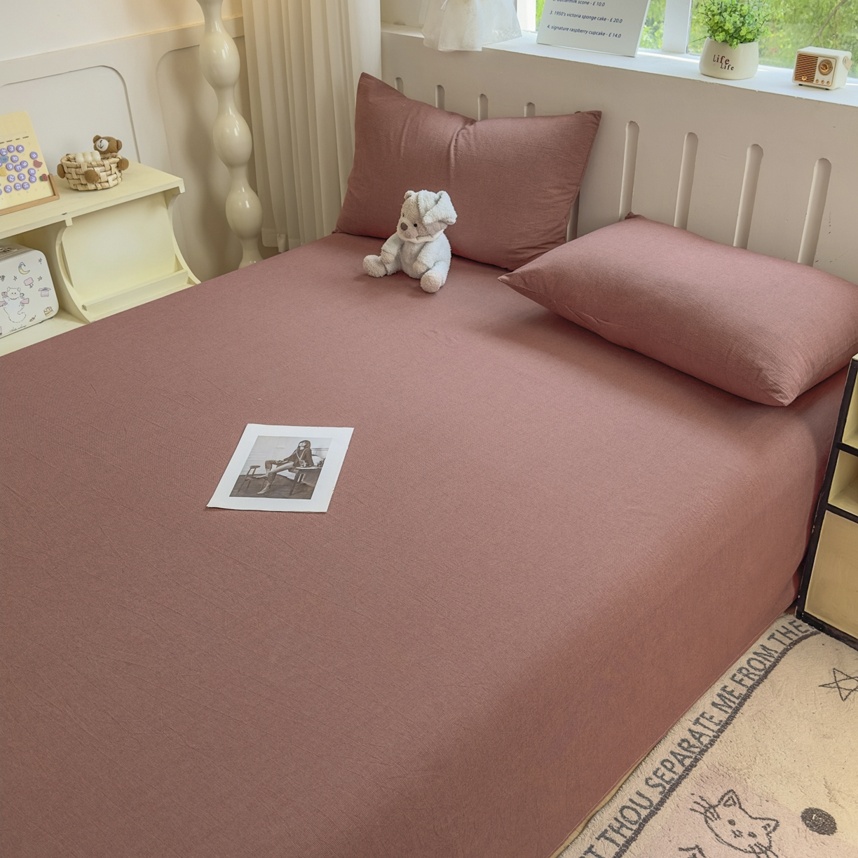 91家纺网 家纺一手货源 找家纺 晚依家纺 2025新款A类色织全棉水洗棉床单单件纯棉格子纯色学生宿舍定制定做 纯棉素-红