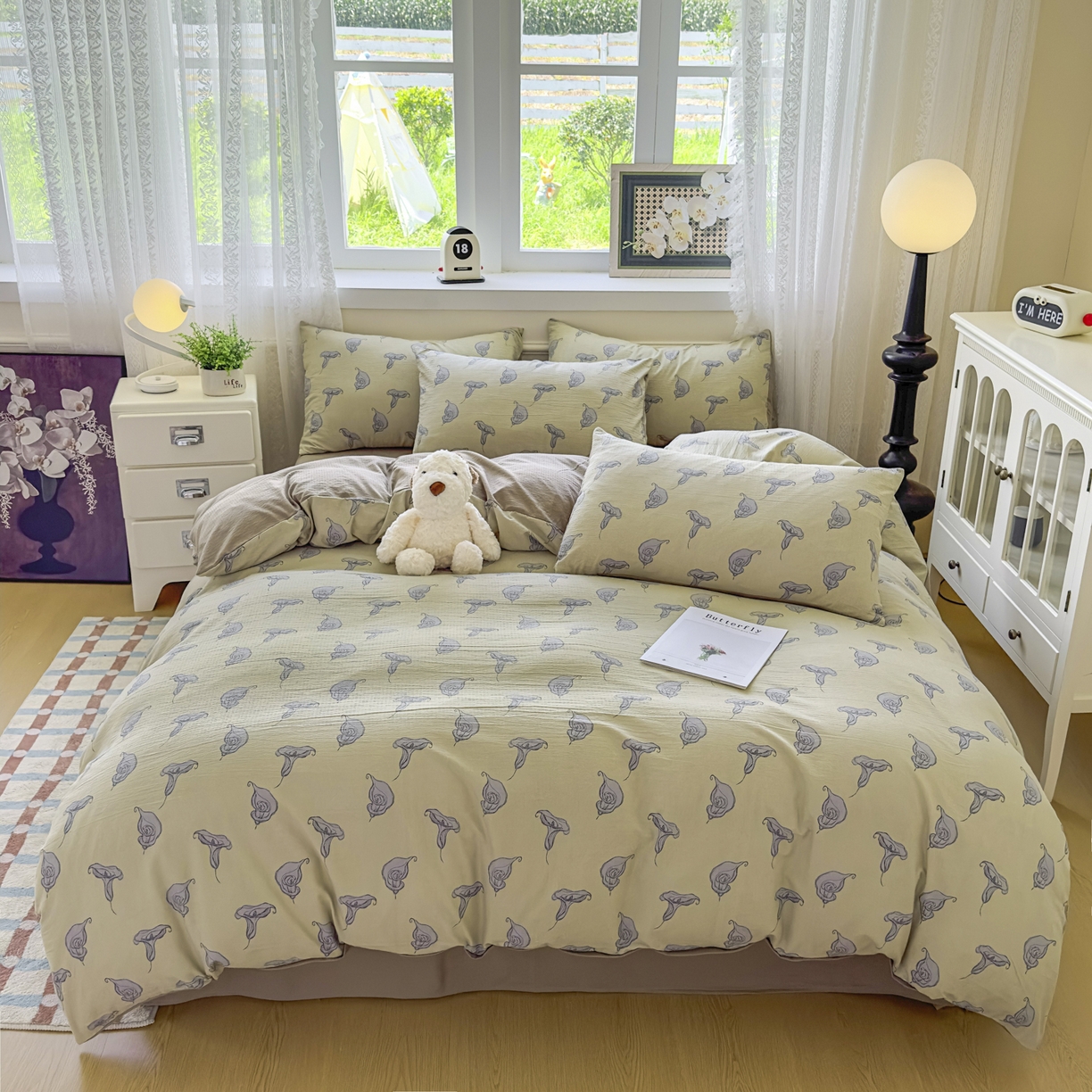 91家纺网 家纺一手货源 找家纺 亨通家纺 2025新款复古原麻双层纱臻至系列四件套 柔梦漫歌