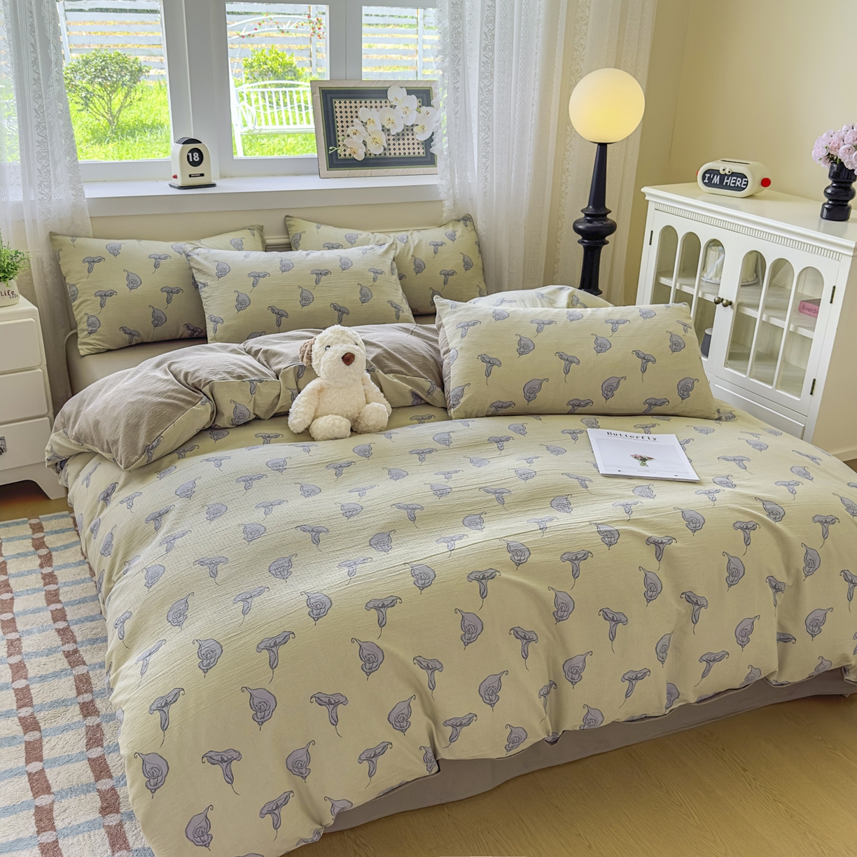 91家纺网 家纺一手货源 找家纺 亨通家纺 2025新款复古原麻双层纱臻至系列四件套 柔梦漫歌