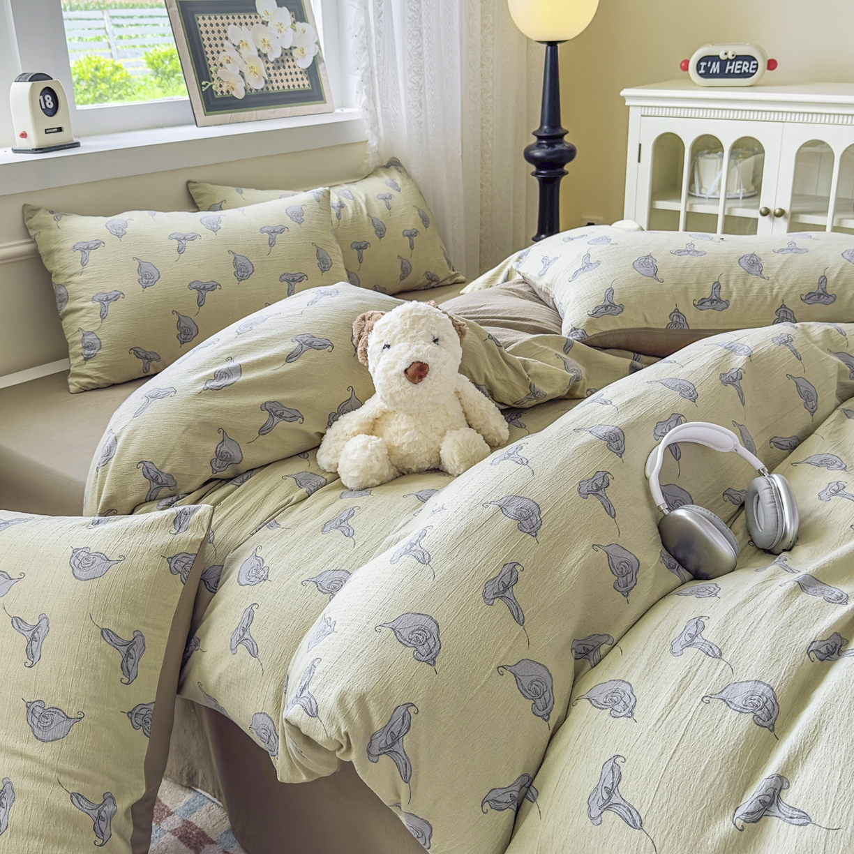 91家纺网 家纺一手货源 找家纺 亨通家纺 2025新款复古原麻双层纱臻至系列四件套 柔梦漫歌