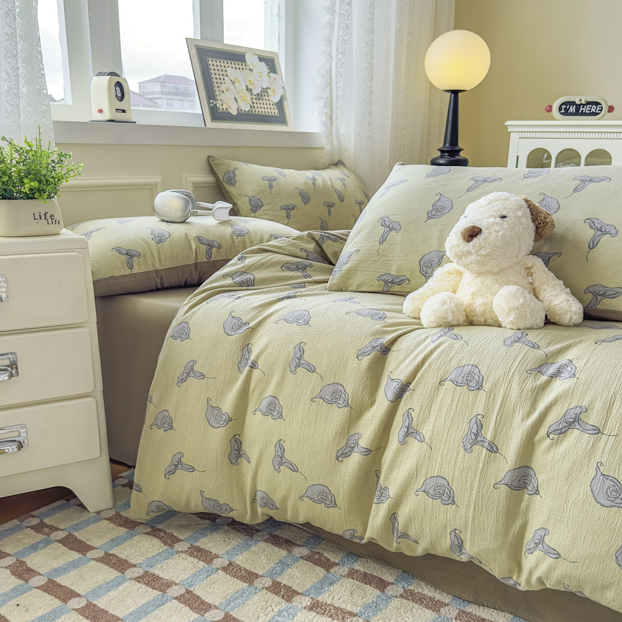 91家纺网 家纺一手货源 找家纺 亨通家纺 2025新款复古原麻双层纱臻至系列四件套 柔梦漫歌