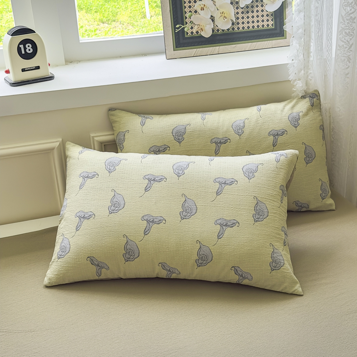 91家纺网 家纺一手货源 找家纺 亨通家纺 2025新款复古原麻双层纱臻至系列四件套 柔梦漫歌