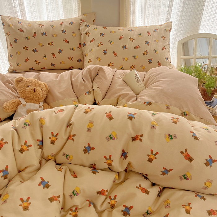 91家纺网 家纺一手货源 找家纺 （总）瑞莱 2025新款开学季全棉纯棉萌趣印花四件套