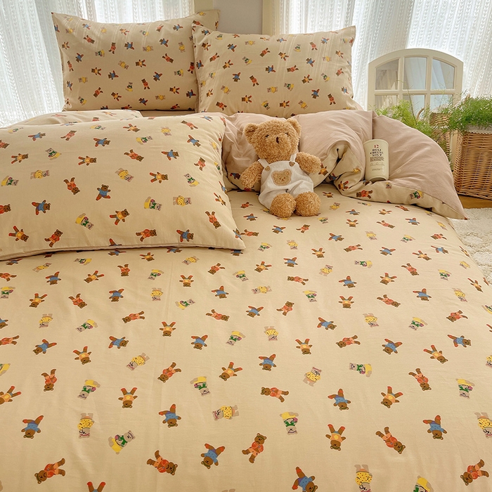 91家纺网 家纺一手货源 找家纺 （总）瑞莱 2025新款开学季全棉纯棉萌趣印花四件套