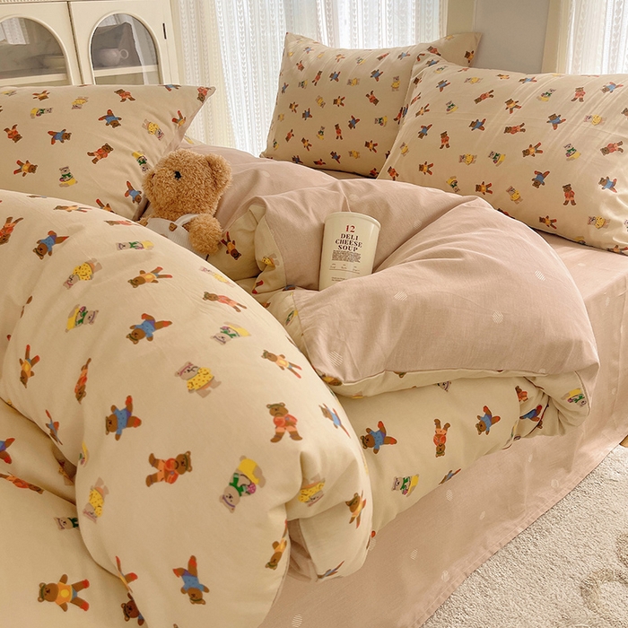 91家纺网 家纺一手货源 找家纺 （总）瑞莱 2025新款开学季全棉纯棉萌趣印花四件套