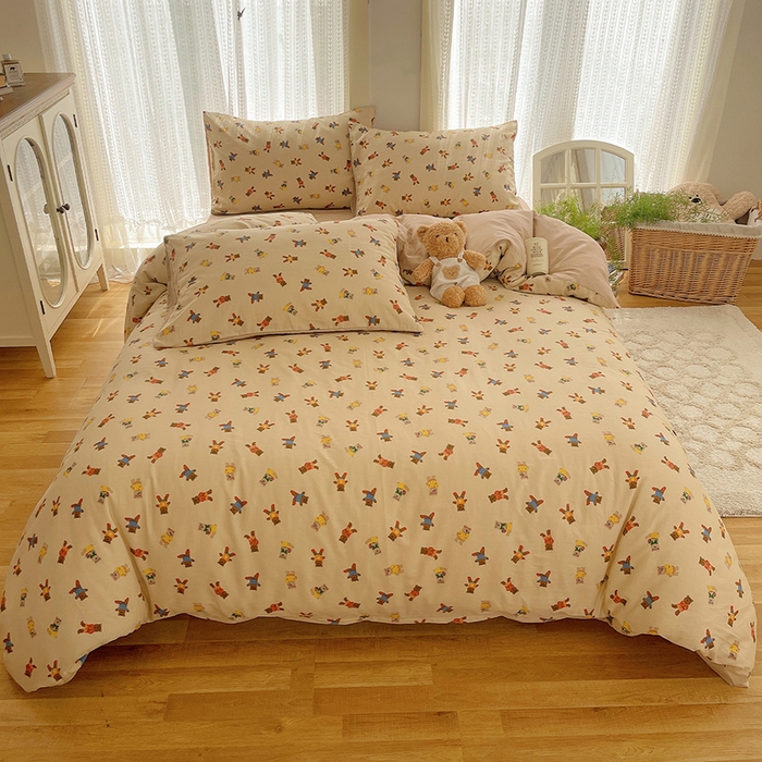 91家纺网 家纺一手货源 找家纺 （总）瑞莱 2025新款开学季全棉纯棉萌趣印花四件套