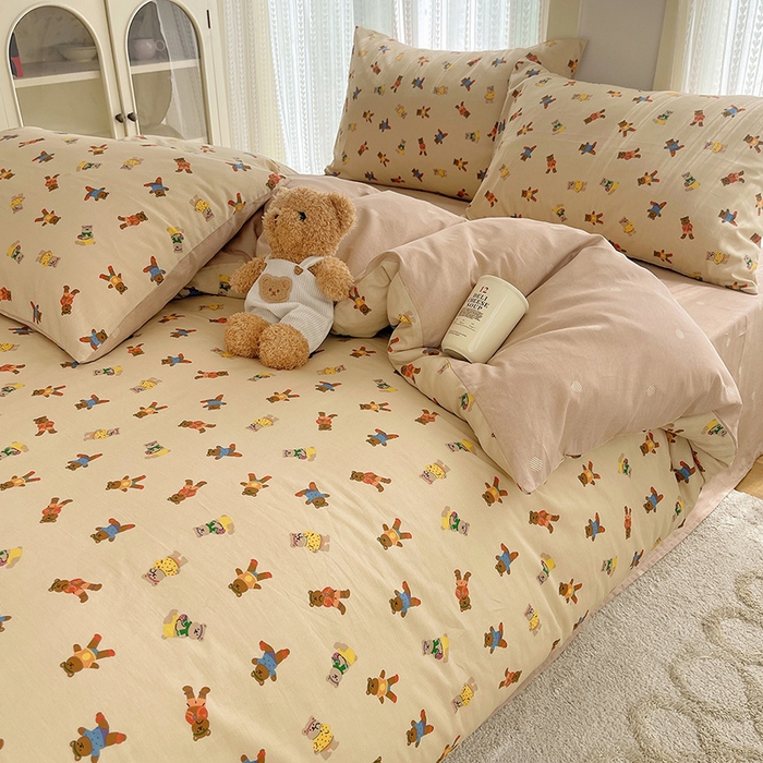 91家纺网 家纺一手货源 找家纺 （总）瑞莱 2025新款开学季全棉纯棉萌趣印花四件套