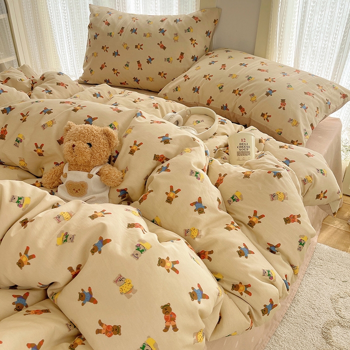 91家纺网 家纺一手货源 找家纺 （总）瑞莱 2025新款开学季全棉纯棉萌趣印花四件套