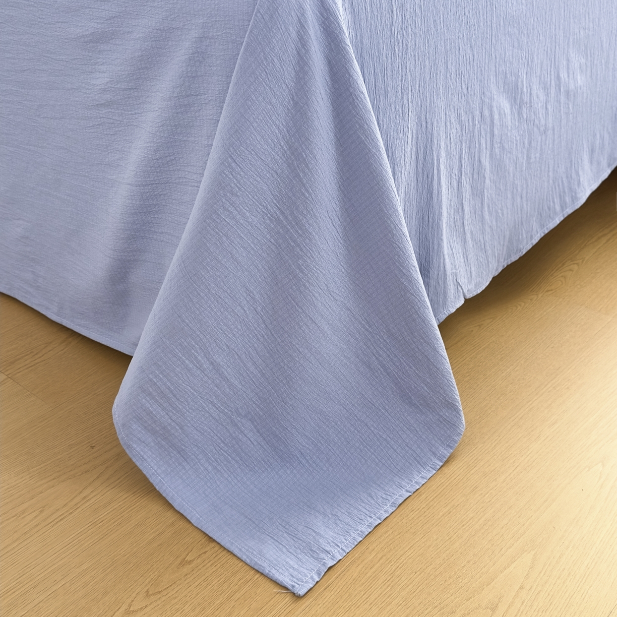 91家纺网 家纺一手货源 找家纺 亨通家纺 2025新款复古原麻双层纱臻至系列四件套 一帘幽梦-蓝