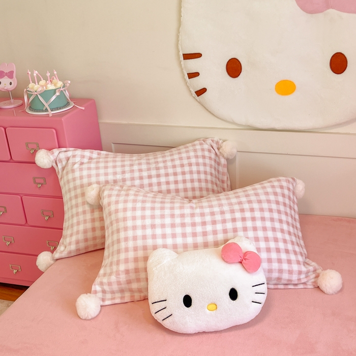 91家纺网 家纺一手货源 找家纺 川悦生活 2025新款绣花牛奶绒毛巾绣四件套-大床 蛋糕小喵