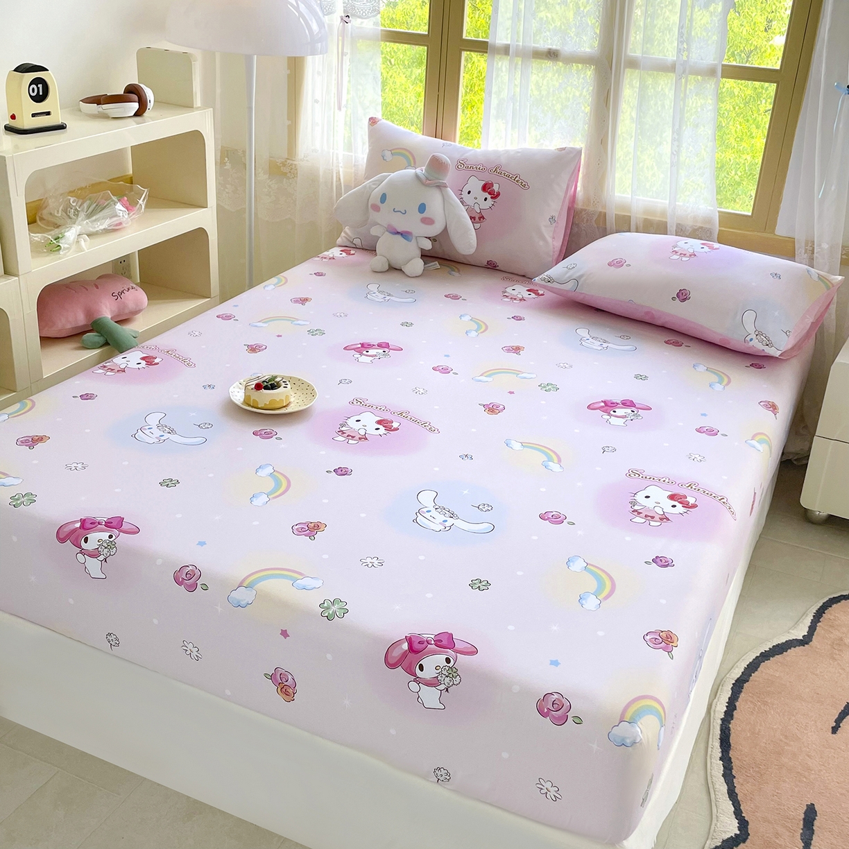 91家纺网 家纺一手货源 找家纺 浩诚2025新款三丽欧专版花型全棉纯棉床笠 霓虹