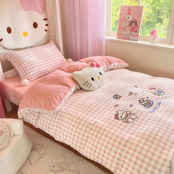 91家纺网 家纺一手货源 找家纺 （总）川悦生活 2025新款绣花牛奶绒毛巾绣四件套-小床