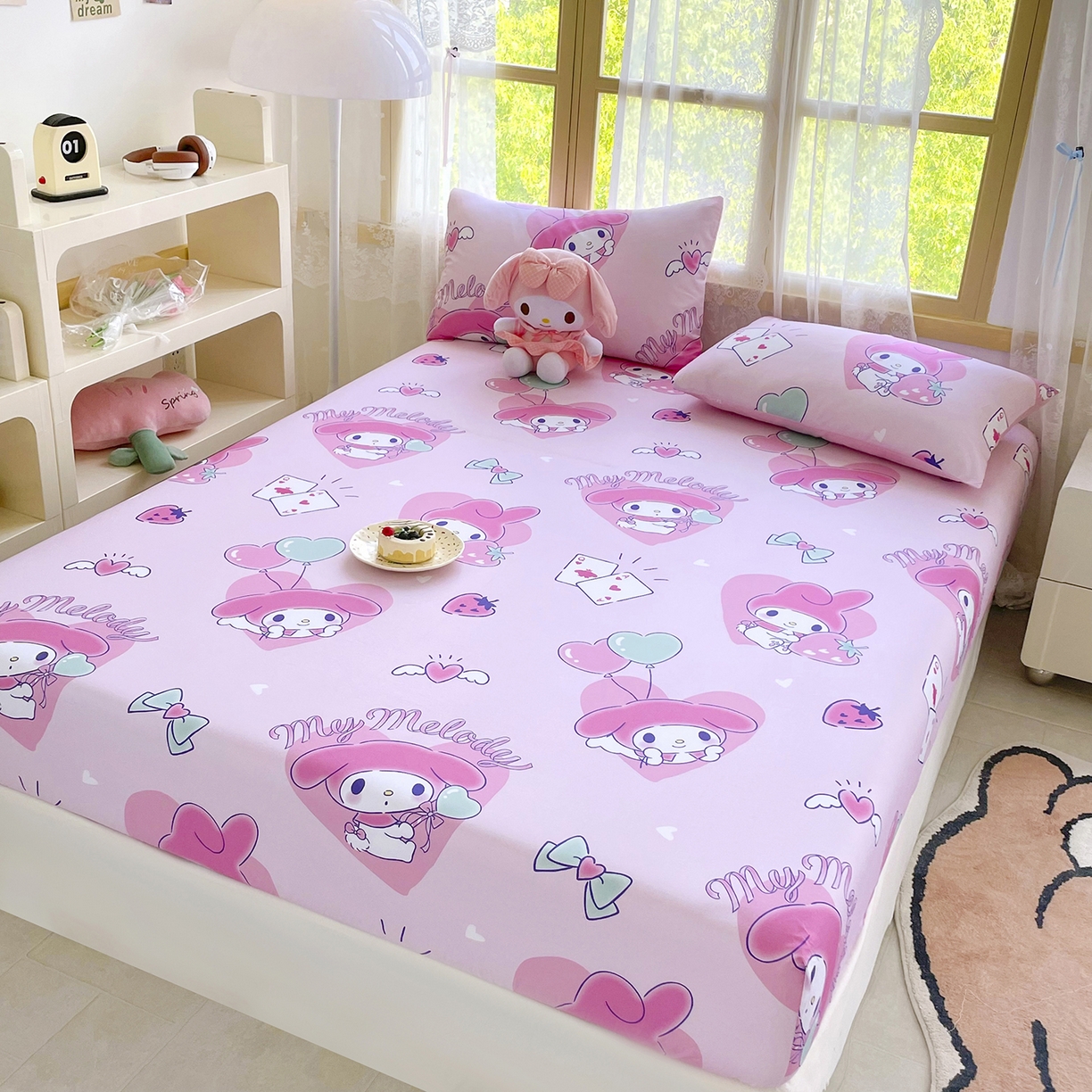 91家纺网 家纺一手货源 找家纺 浩诚2025新款三丽欧专版花型全棉纯棉床笠 甜莓