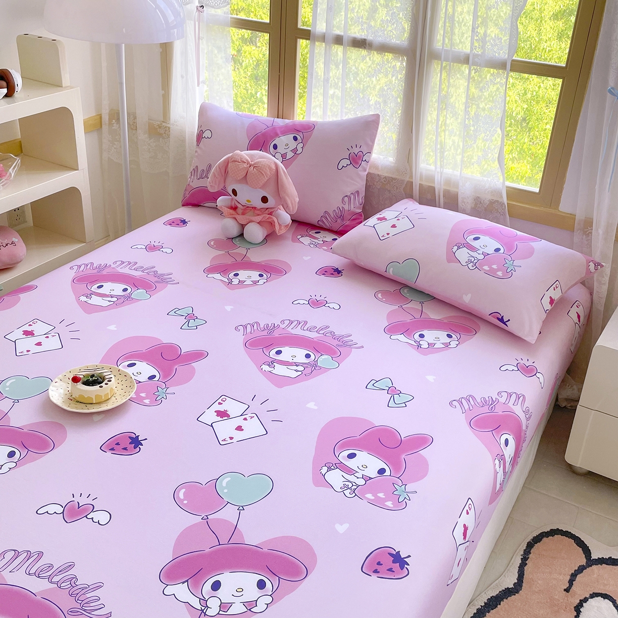 91家纺网 家纺一手货源 找家纺 浩诚2025新款三丽欧专版花型全棉纯棉床笠 甜莓