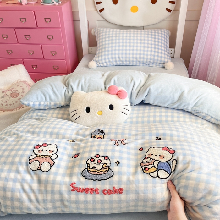 91家纺网 家纺一手货源 找家纺 （总）川悦生活 2025新款绣花牛奶绒毛巾绣四件套-小床