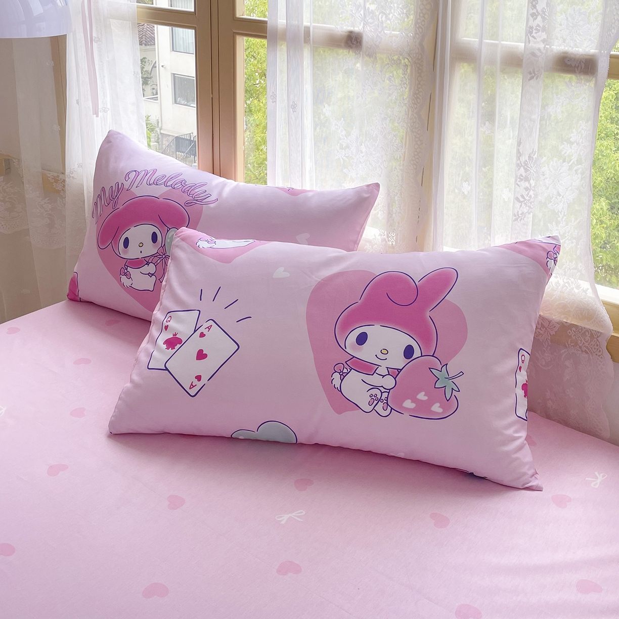 91家纺网 家纺一手货源 找家纺 浩诚2025新款三丽欧专版花型全棉纯棉床笠 甜莓