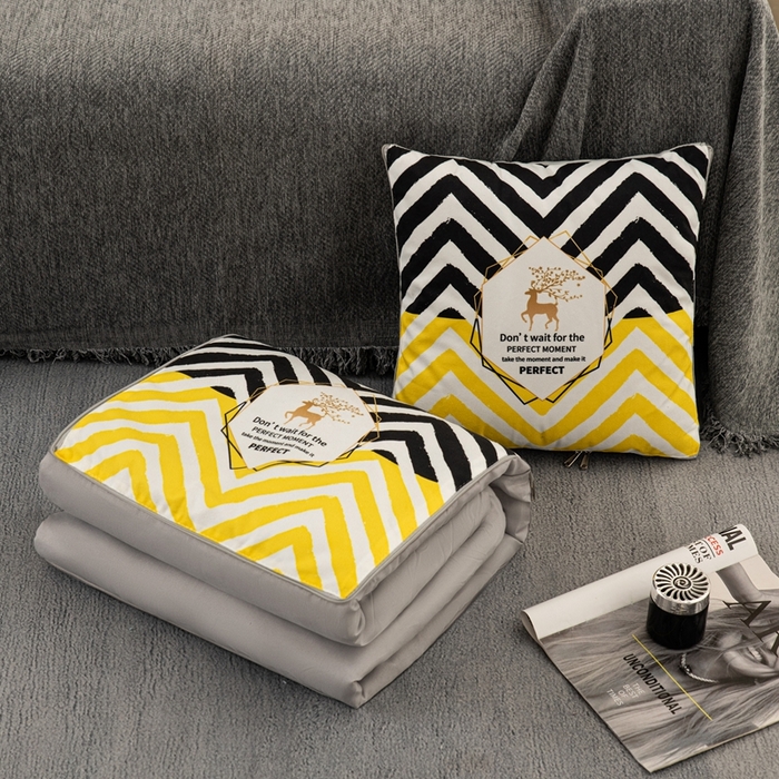 新奇异 2025新款北欧风仿超柔抱枕 （支持定制）被 条纹鹿