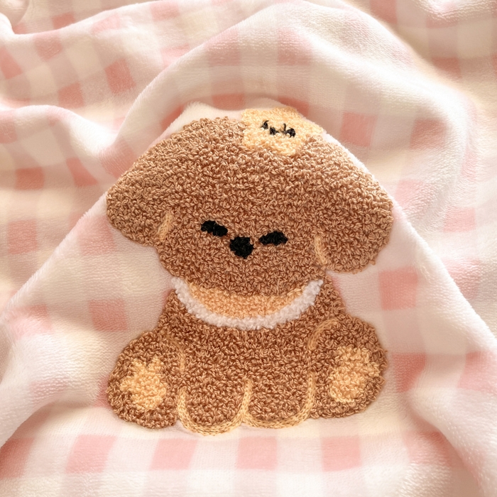 91家纺网 家纺一手货源 找家纺 川悦生活 2025新款绣花牛奶绒毛巾绣四件套-小床 幸福小奶狗