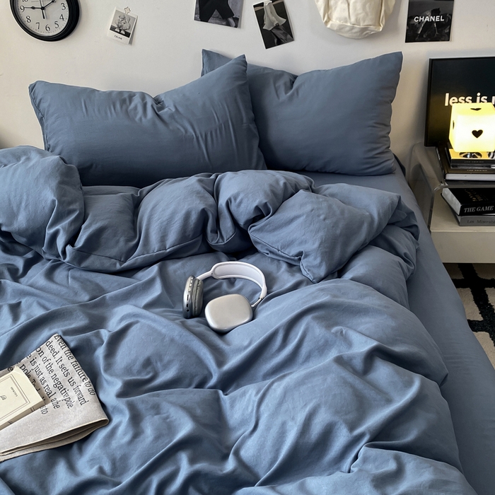 91家纺网 家纺一手货源 找家纺 （总）夜笙家纺 2025新款水洗棉纯色双拼四件套