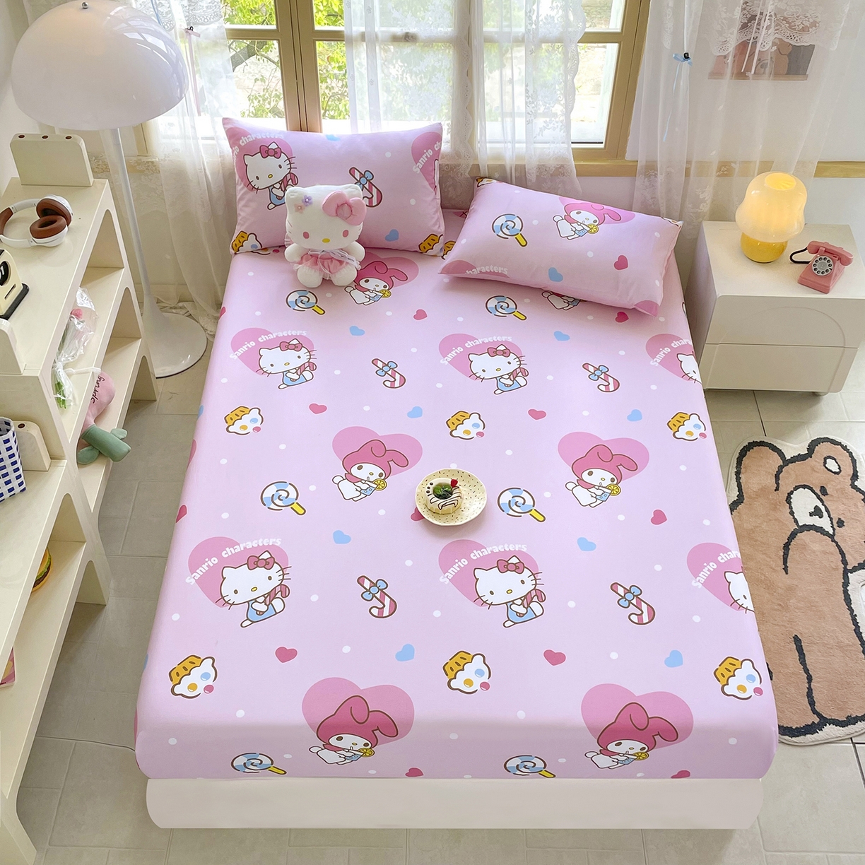 91家纺网 家纺一手货源 找家纺 浩诚2025新款三丽欧专版花型全棉纯棉床笠 星糖