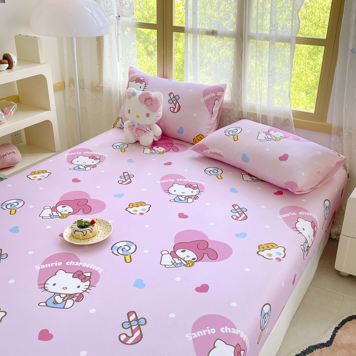 91家纺网 家纺一手货源 找家纺 浩诚2025新款三丽欧专版花型全棉纯棉床笠 星糖