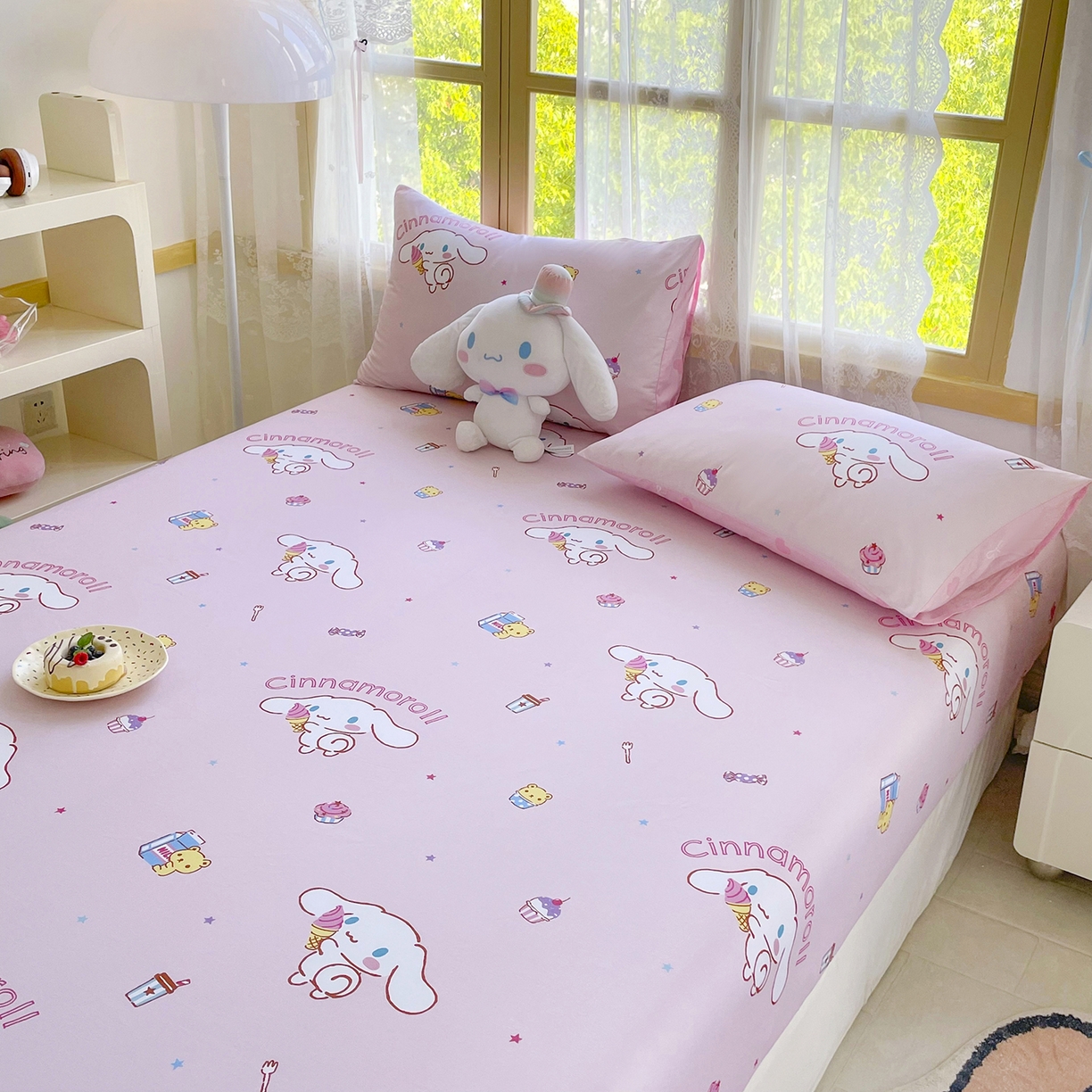 91家纺网 家纺一手货源 找家纺 浩诚2025新款三丽欧专版花型全棉纯棉床笠 云朵