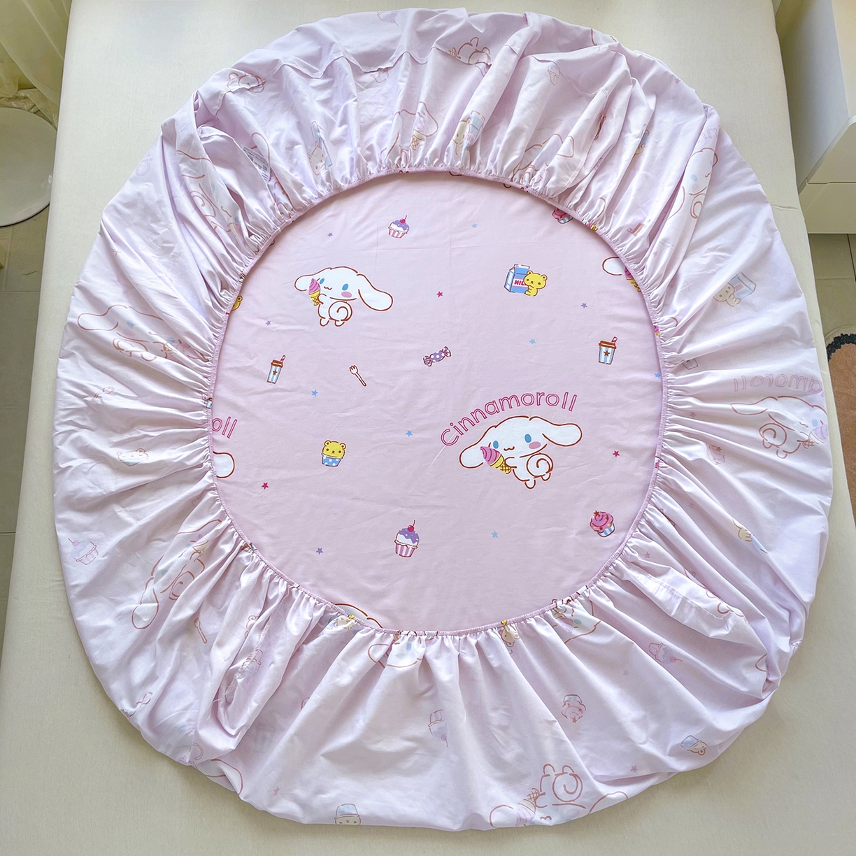 91家纺网 家纺一手货源 找家纺 浩诚2025新款三丽欧专版花型全棉纯棉床笠 云朵