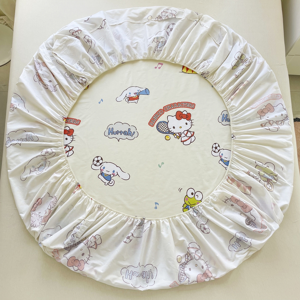 91家纺网 家纺一手货源 找家纺 浩诚2025新款三丽欧专版花型全棉纯棉床笠 运动会