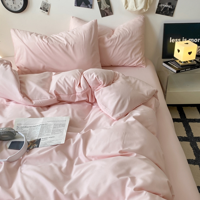 91家纺网 家纺一手货源 找家纺 （总）夜笙家纺 2025新款水洗棉纯色双拼四件套