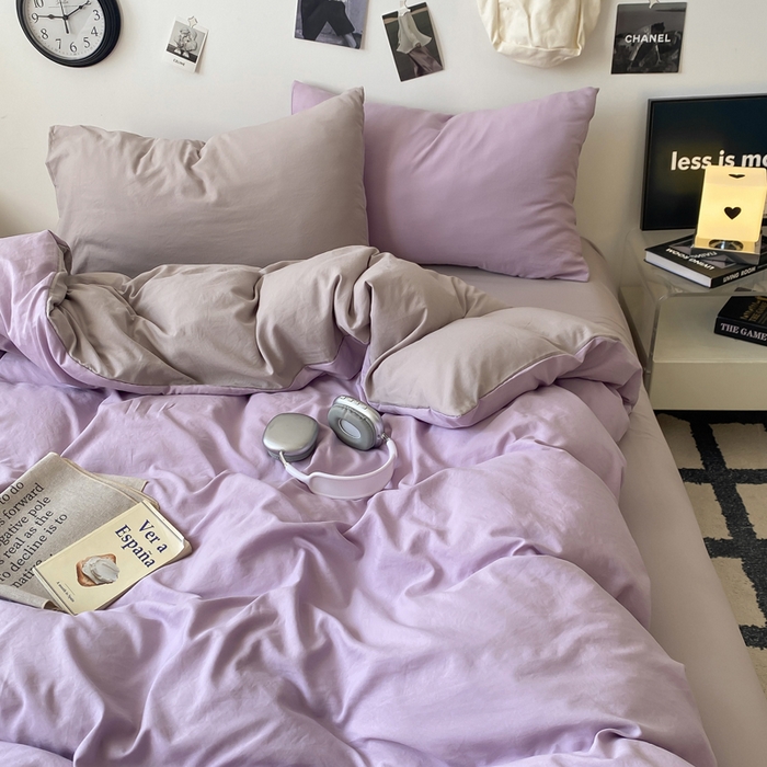 91家纺网 家纺一手货源 找家纺 （总）夜笙家纺 2025新款水洗棉纯色双拼四件套