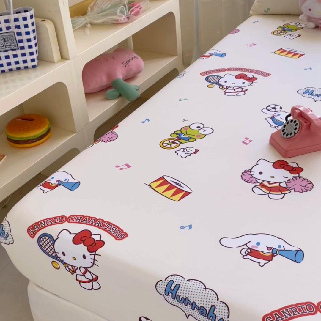 91家纺网 家纺一手货源 找家纺 浩诚2025新款三丽欧专版花型全棉纯棉床笠 运动会