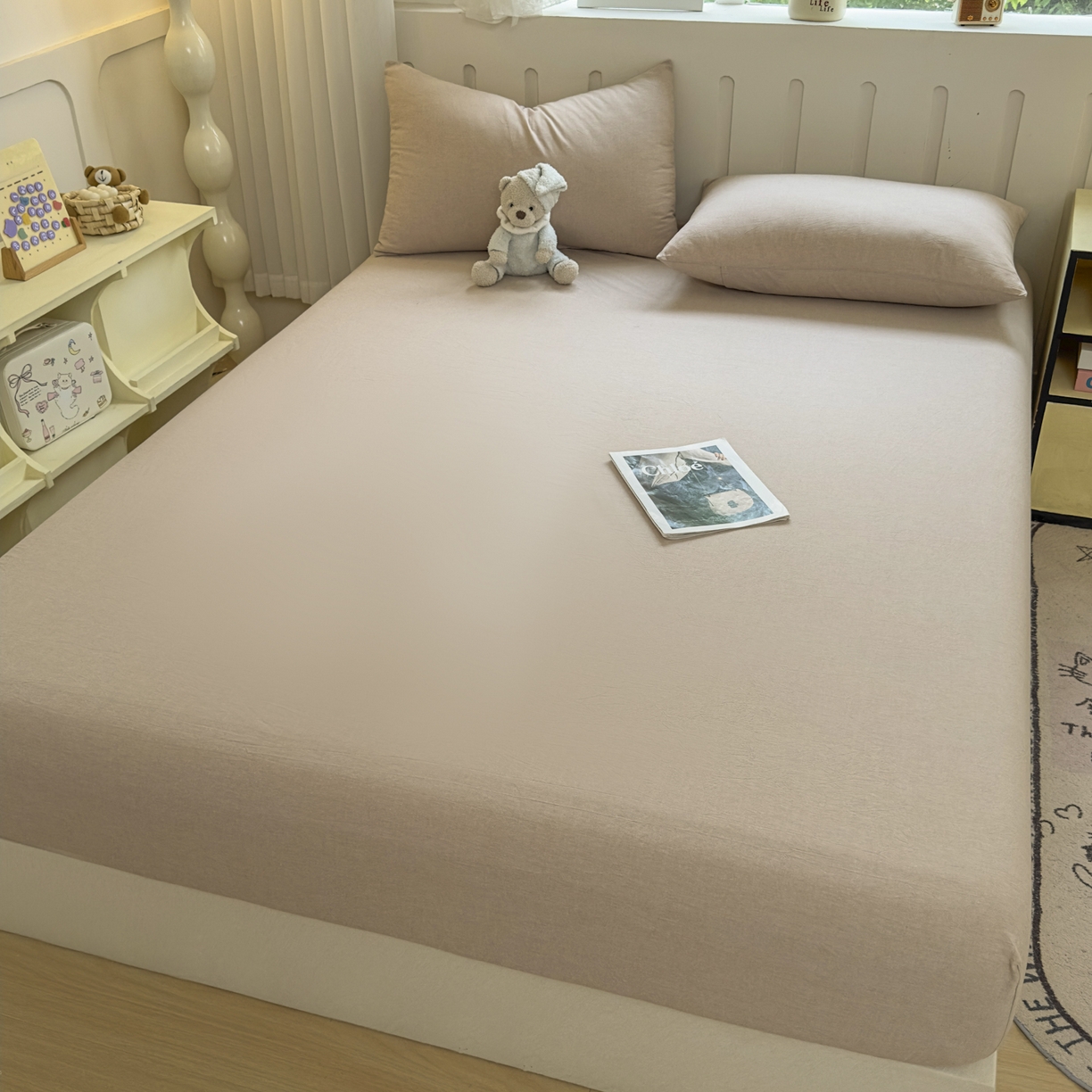 91家纺网 家纺一手货源 找家纺 晚依家纺 2025新款A类色织全棉水洗棉床单单件纯棉格子纯色学生宿舍定制定做 纯色-土密