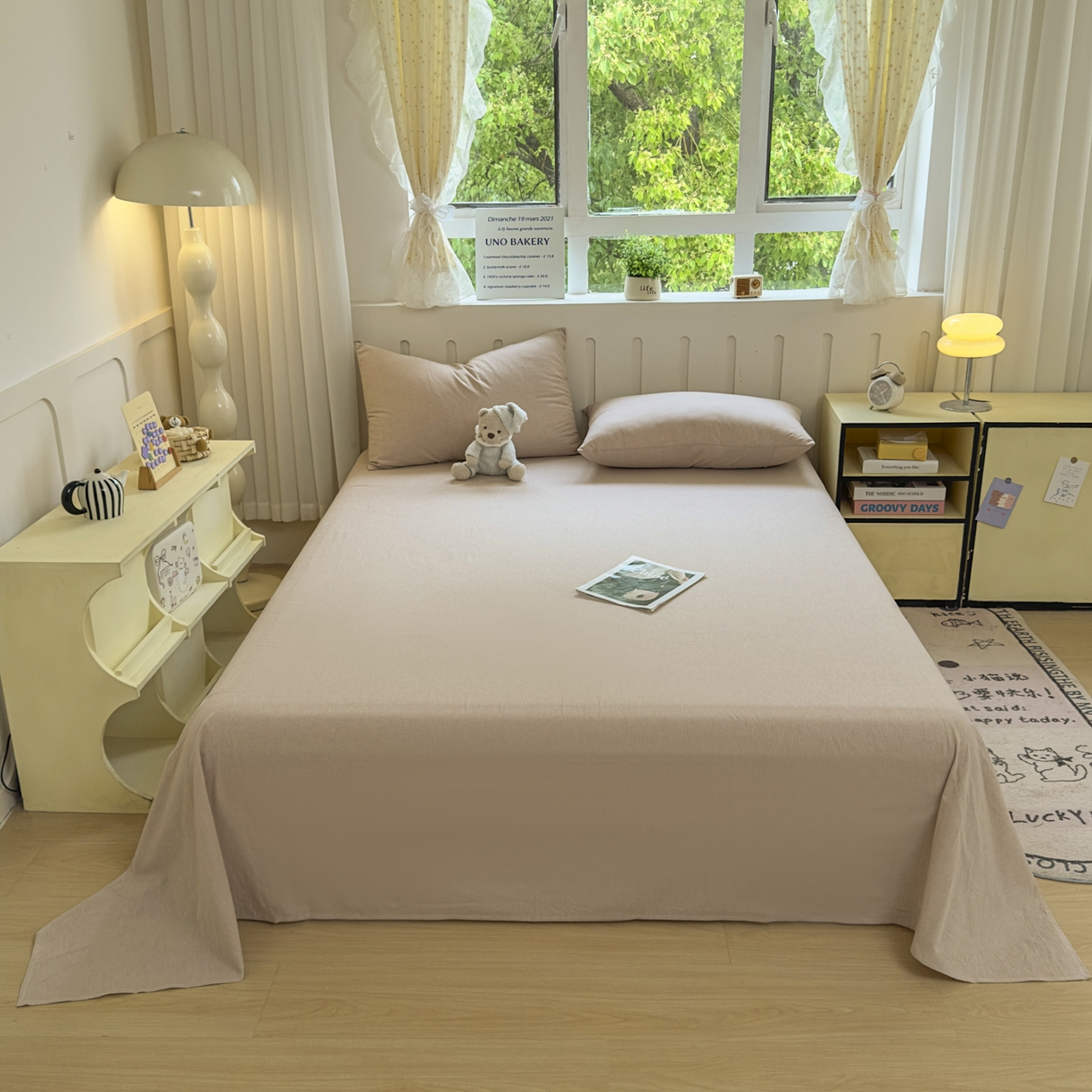 91家纺网 家纺一手货源 找家纺 晚依家纺 2025新款A类色织全棉水洗棉床单单件纯棉格子纯色学生宿舍定制定做 纯色-土密