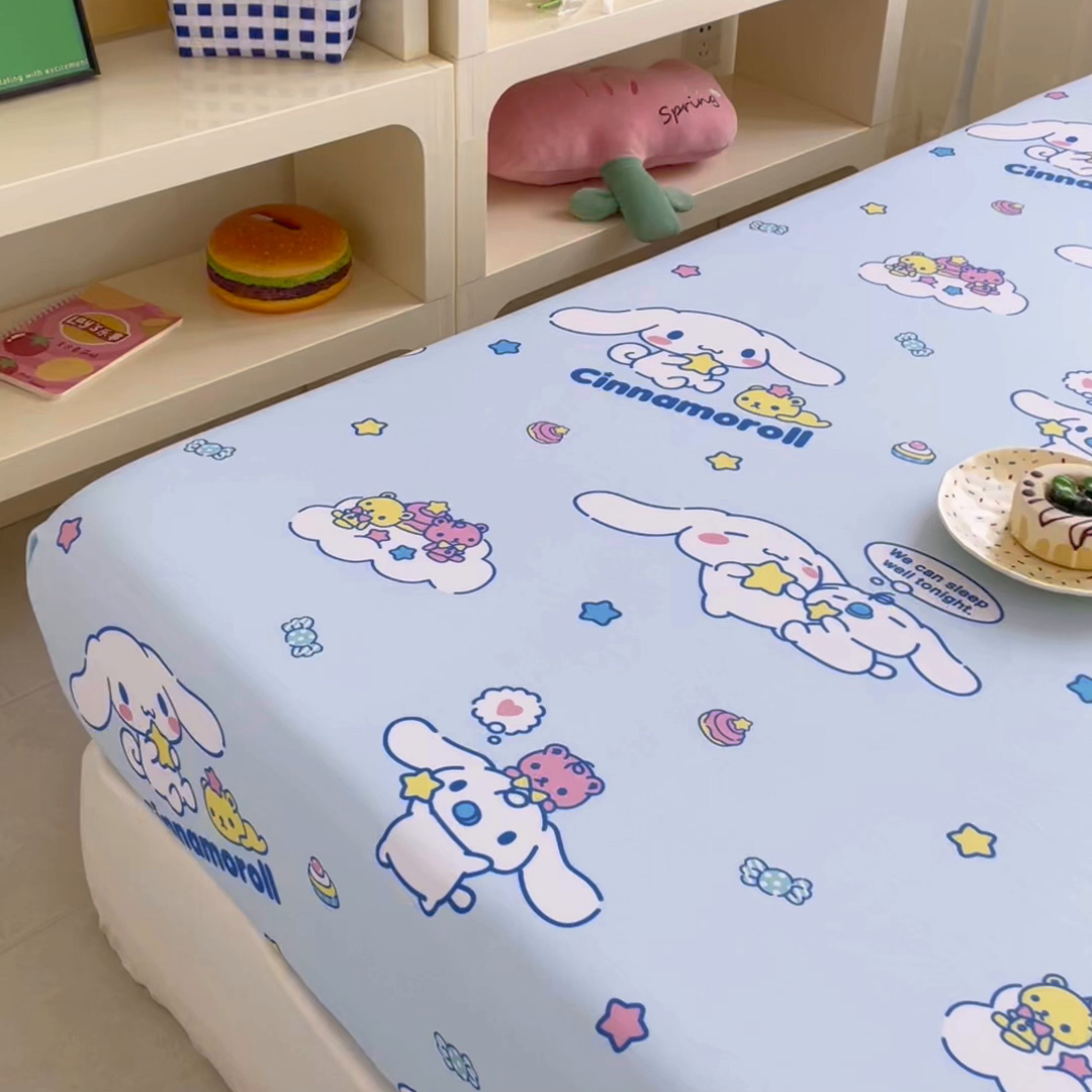 91家纺网 家纺一手货源 找家纺 浩诚2025新款三丽欧专版花型全棉纯棉床笠 奶霜