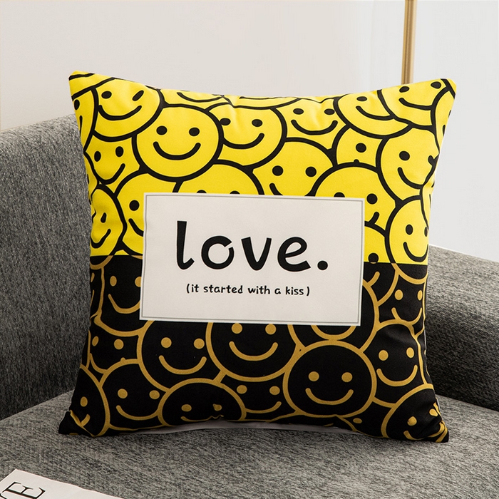 新奇异 2025新款北欧风仿超柔抱枕 （支持定制） 笑脸LOVE
