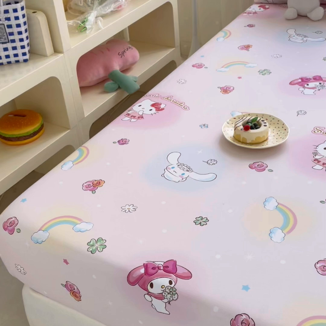 91家纺网 家纺一手货源 找家纺 浩诚2025新款三丽欧专版花型全棉纯棉床笠 霓虹