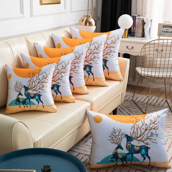 91家纺网 家纺一手货源 找家纺 （总）新奇异 2025新款橙色仿真丝抱枕（支持定制）