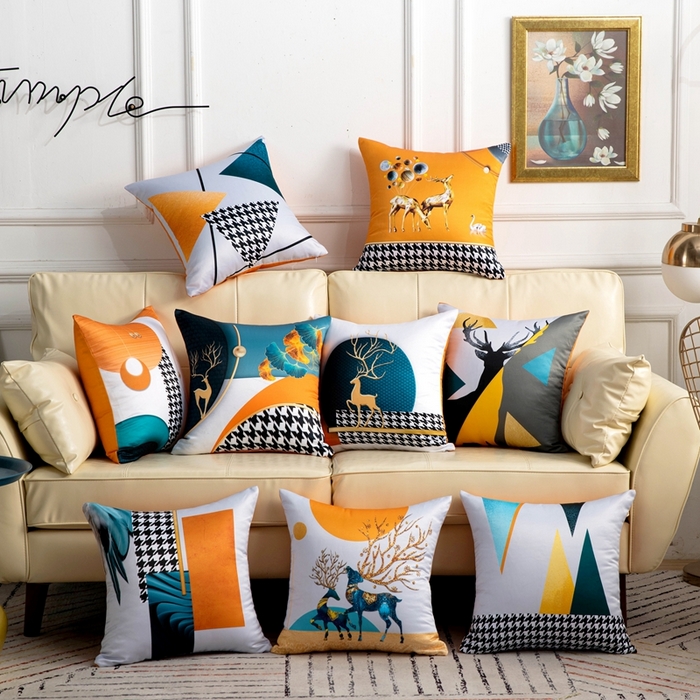 91家纺网 家纺一手货源 找家纺 （总）新奇异 2025新款橙色仿真丝抱枕（支持定制）,组合图仅供展示,典雅银杏,和谐麋鹿,吉祥三角,金黄银杏,美漫双峰,麋鹿星球,前程似锦,幸福永恒,一鹿福星,羽翼已成