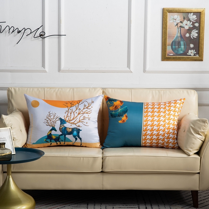 91家纺网 家纺一手货源 找家纺 （总）新奇异 2025新款橙色仿真丝抱枕（支持定制）