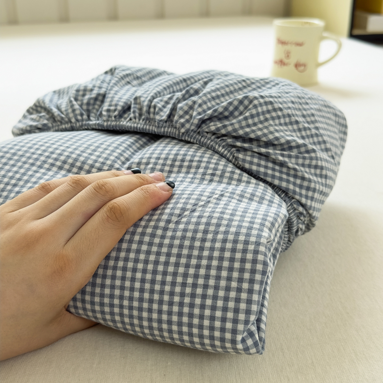 91家纺网 家纺一手货源 找家纺 晚依家纺 2025新款A类色织全棉水洗棉床单单件纯棉格子纯色学生宿舍定制定做 密格-浅蓝