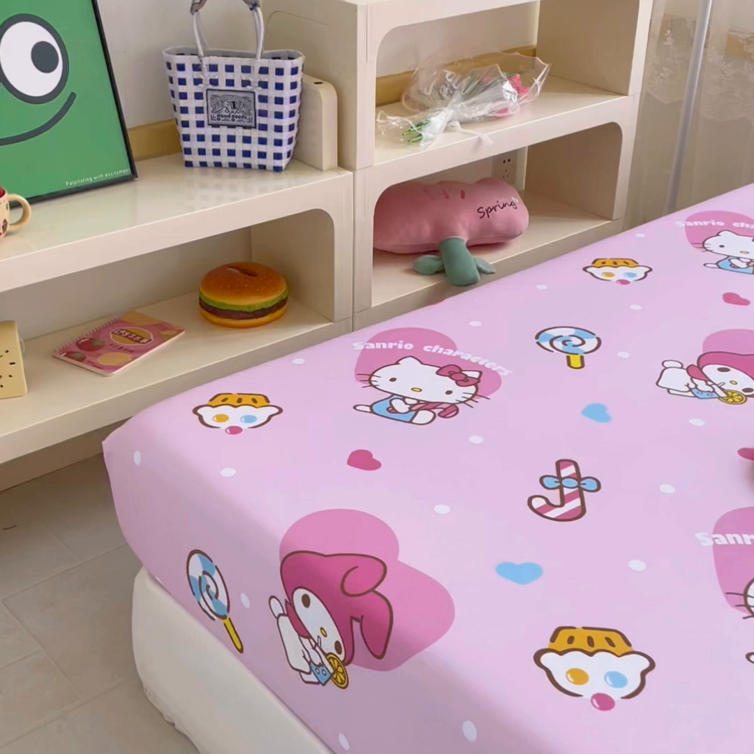 91家纺网 家纺一手货源 找家纺 浩诚2025新款三丽欧专版花型全棉纯棉床笠 星糖