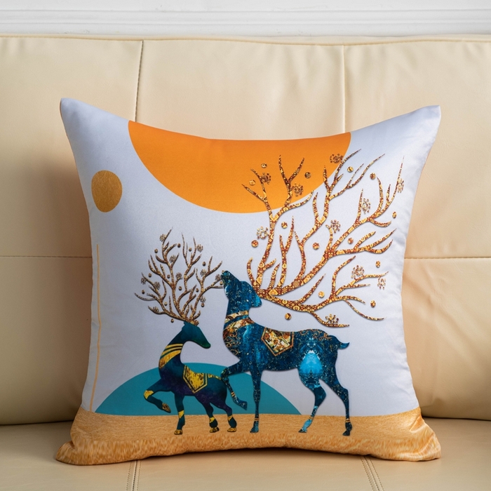 新奇异 2025新款橙色仿真丝抱枕（支持定制） 前程似锦