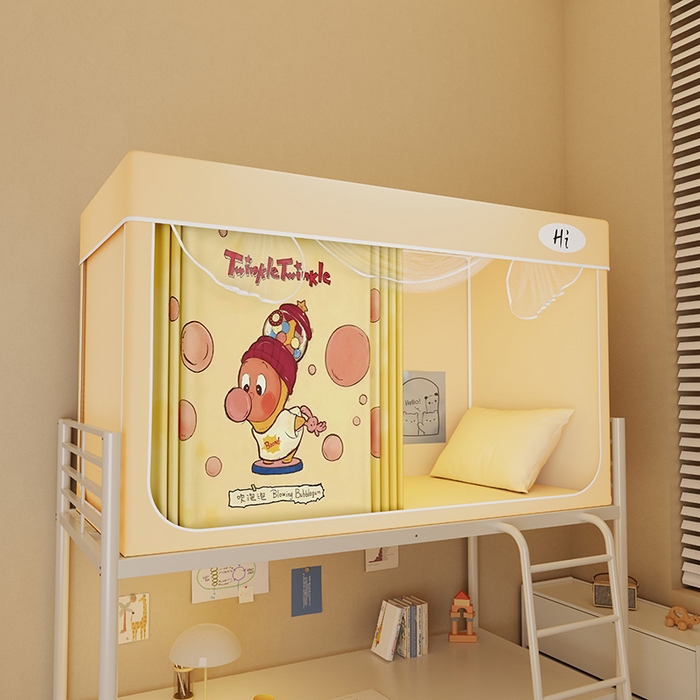 91家纺网 家纺一手货源 找家纺 （总）安金蚊帐2025新款防蚊遮光一体99%强遮光学生宿舍上下铺遮光学生蚊帐-黄色系列