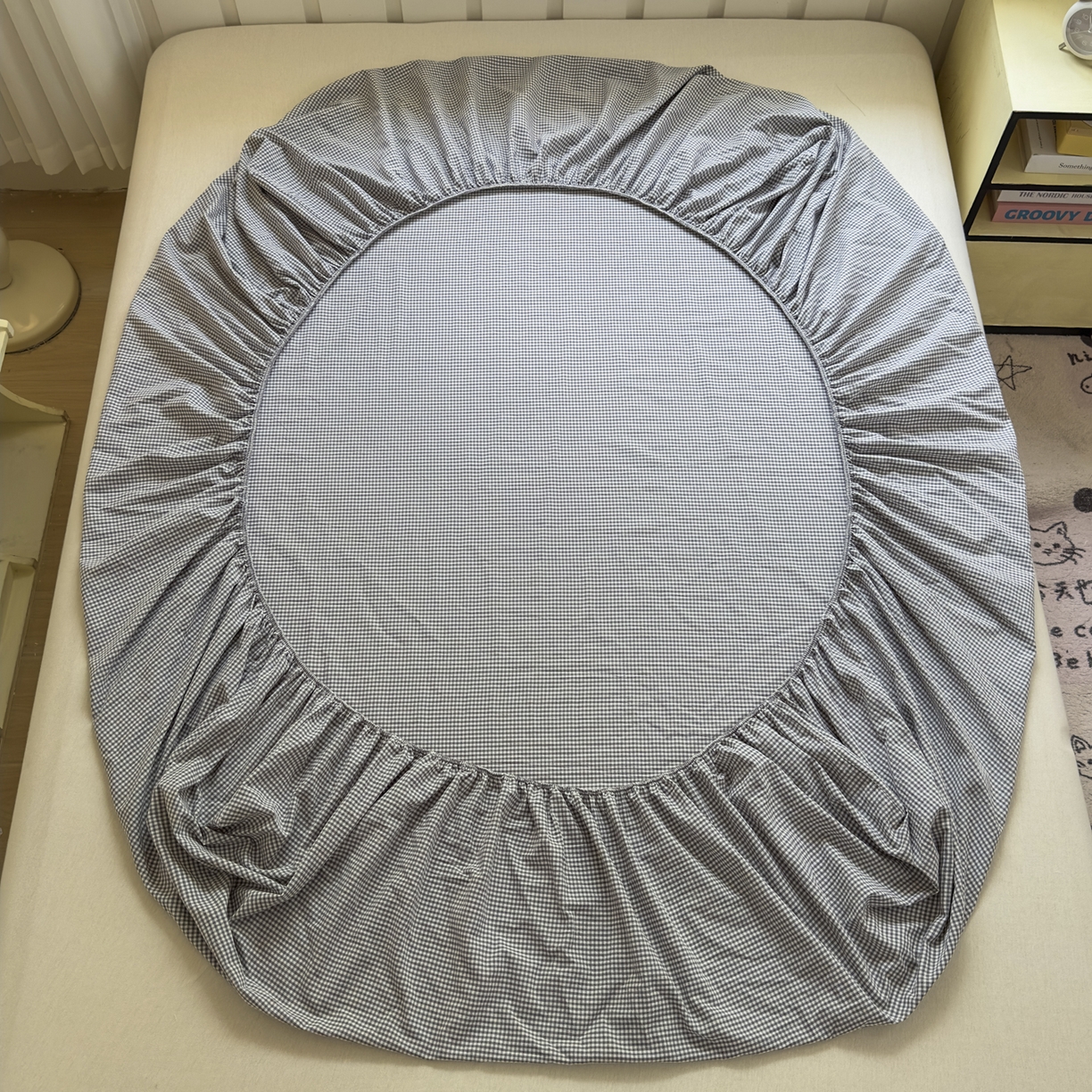 91家纺网 家纺一手货源 找家纺 晚依家纺 2025新款A类色织全棉水洗棉床单单件纯棉格子纯色学生宿舍定制定做 密格-烟灰