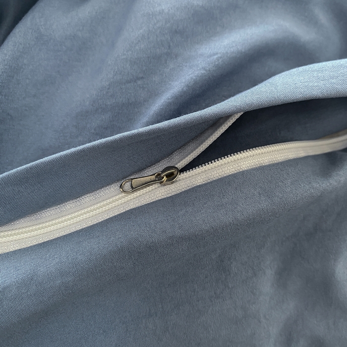 91家纺网 家纺一手货源 找家纺 夜笙家纺 2025新款水洗棉纯色双拼四件套 双拼-宾利蓝