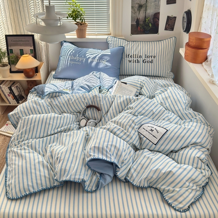 （总）觅糖家纺 2025新款全棉纯棉三角针刺绣款四件套