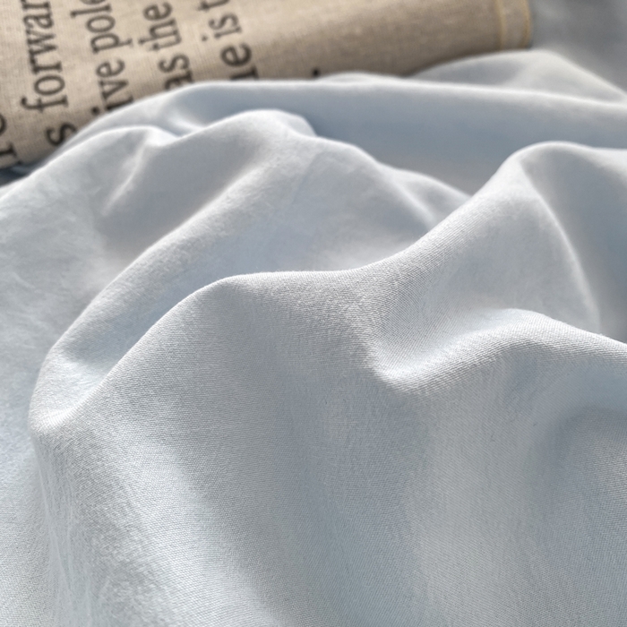 91家纺网 家纺一手货源 找家纺 夜笙家纺 2025新款水洗棉纯色双拼四件套 双拼-海珀冰蓝