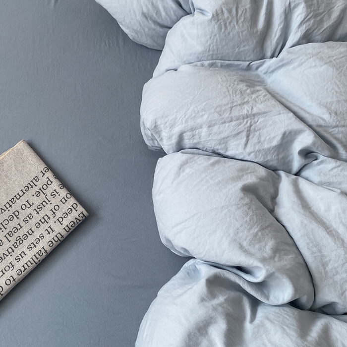 91家纺网 家纺一手货源 找家纺 夜笙家纺 2025新款水洗棉纯色双拼四件套 双拼-海珀冰蓝